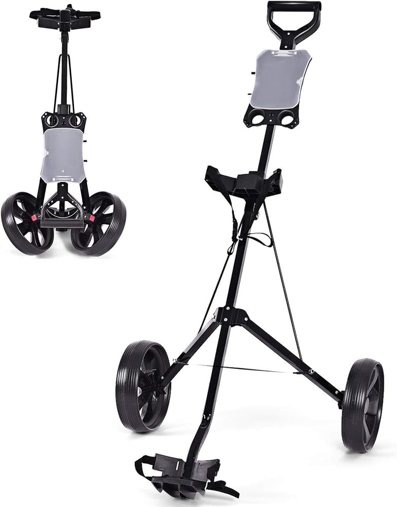 Golf Push Pull Cart, Lightweight Foldable 2 Wheels Push Pull Golf Cart Trolley,
