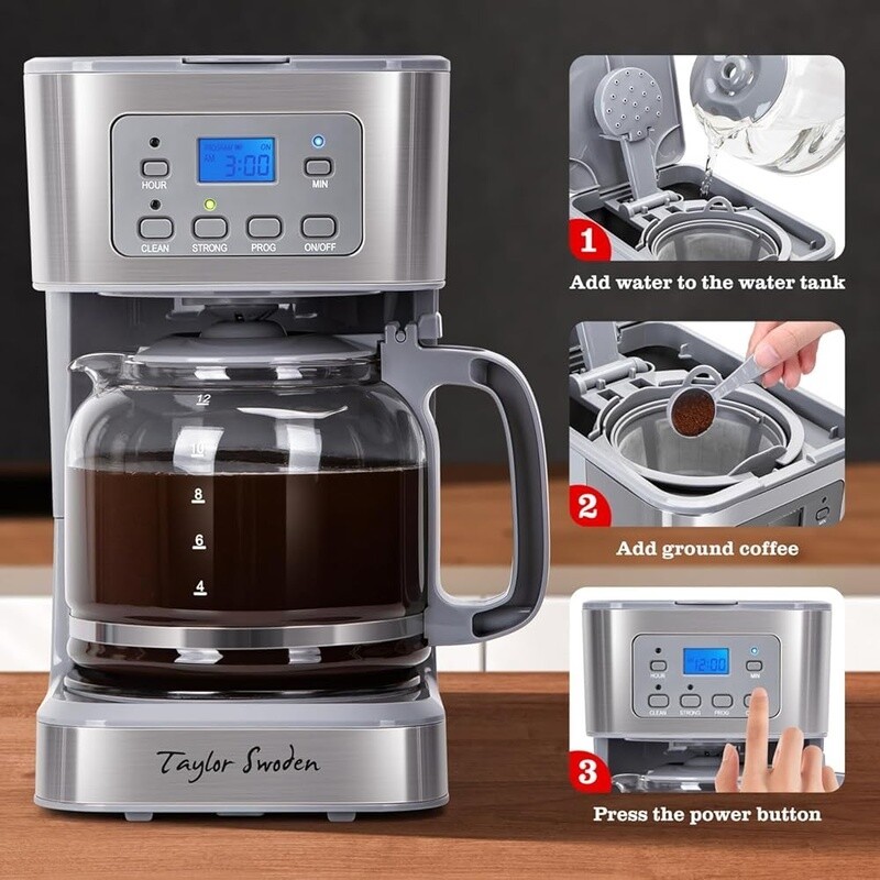 Programmable 12 Cup Coffee Maker Drip Machine W/ Auto Shut Off Pause Serve New