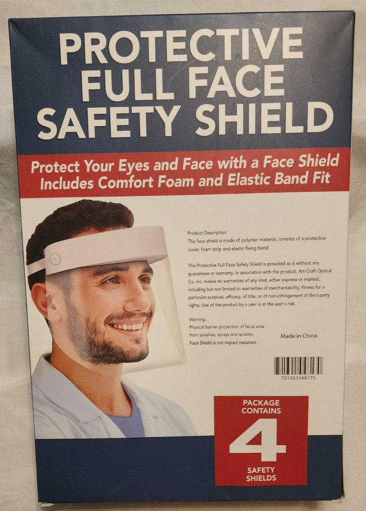 Protective Full Face Safety Shield - 4 Pack - Anti Fog - Anti Static