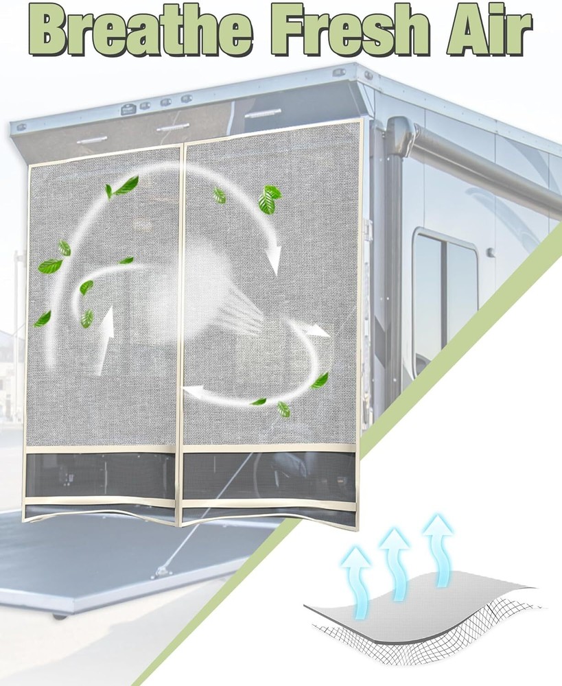 Toy Hauler Screen Door for Steel Frame Ramp Doors Up to 90 inch Tall with tape