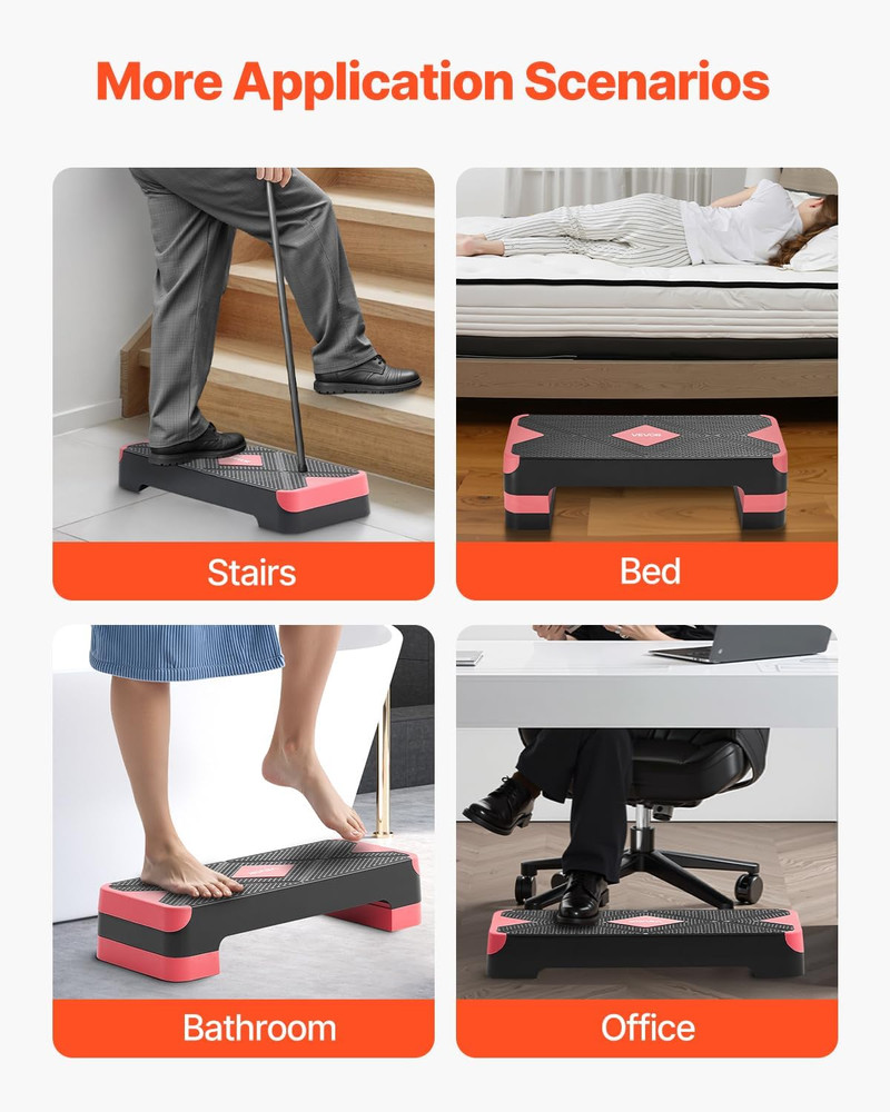 Aerobic Exercise Step Platform 28-Inch Workout Aerobic Stepper Height Adjustable