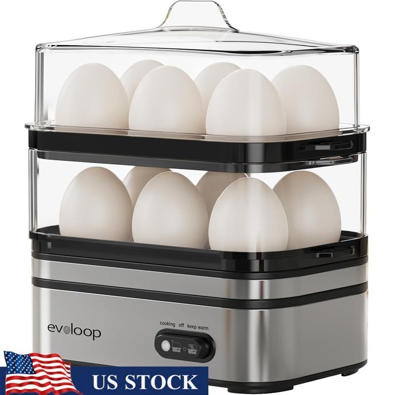 Multi-Functional Egg Cooker Hard Boiled Poached Steamer Easy Clean Compact New