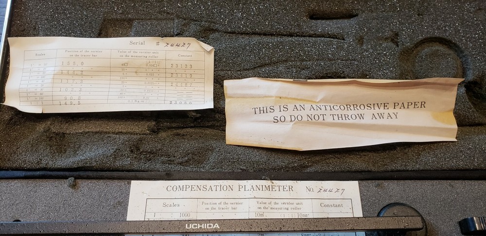 Mint Uchida Zero Setting Device Polar Compensation Planimeter W/Optical Tracer