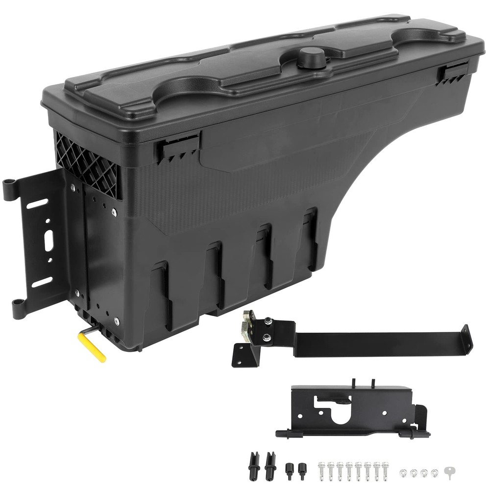 Truck Bed Storage Box Password Lockable Lid Swing Driver Passenger Side Black