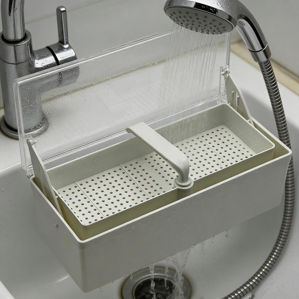 Elevating Filter Box Tool Cleaning Tray with Filter Mesh, Plastic Storage Tra...