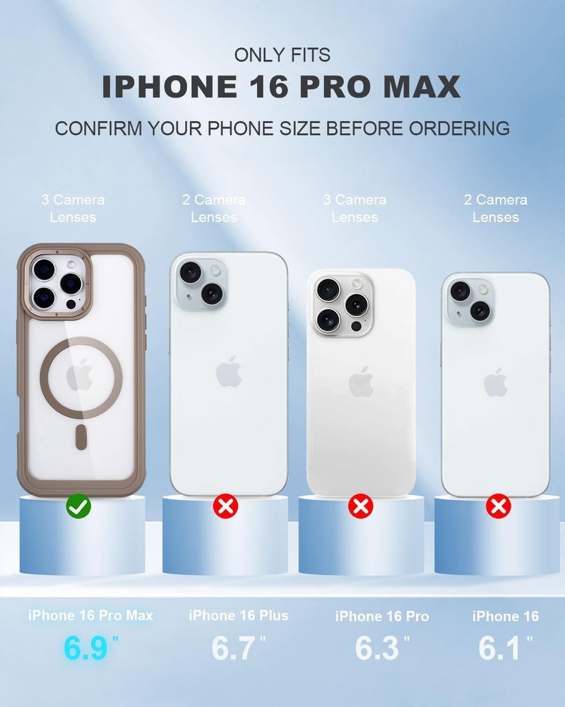 for Clear iPhone 16 Pro Max Case with Belt Clip Holster + 2 Screen Protectors, C