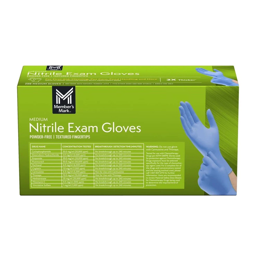 NEW Member's Mark Nitrile Gloves, Medium (200 Count)