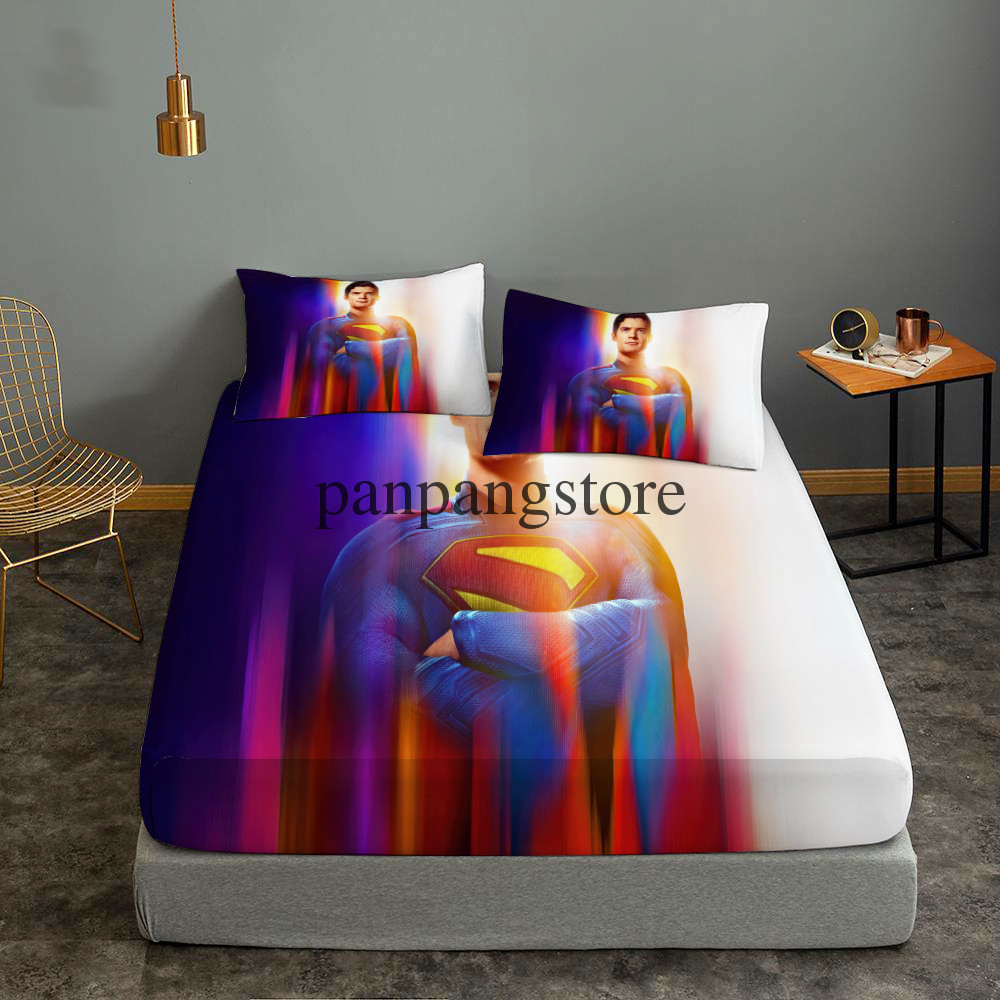 superman Fitted Sheet Set Deep Pocket Bed Sheets&Pillowcase 3PCS Bedding Sets