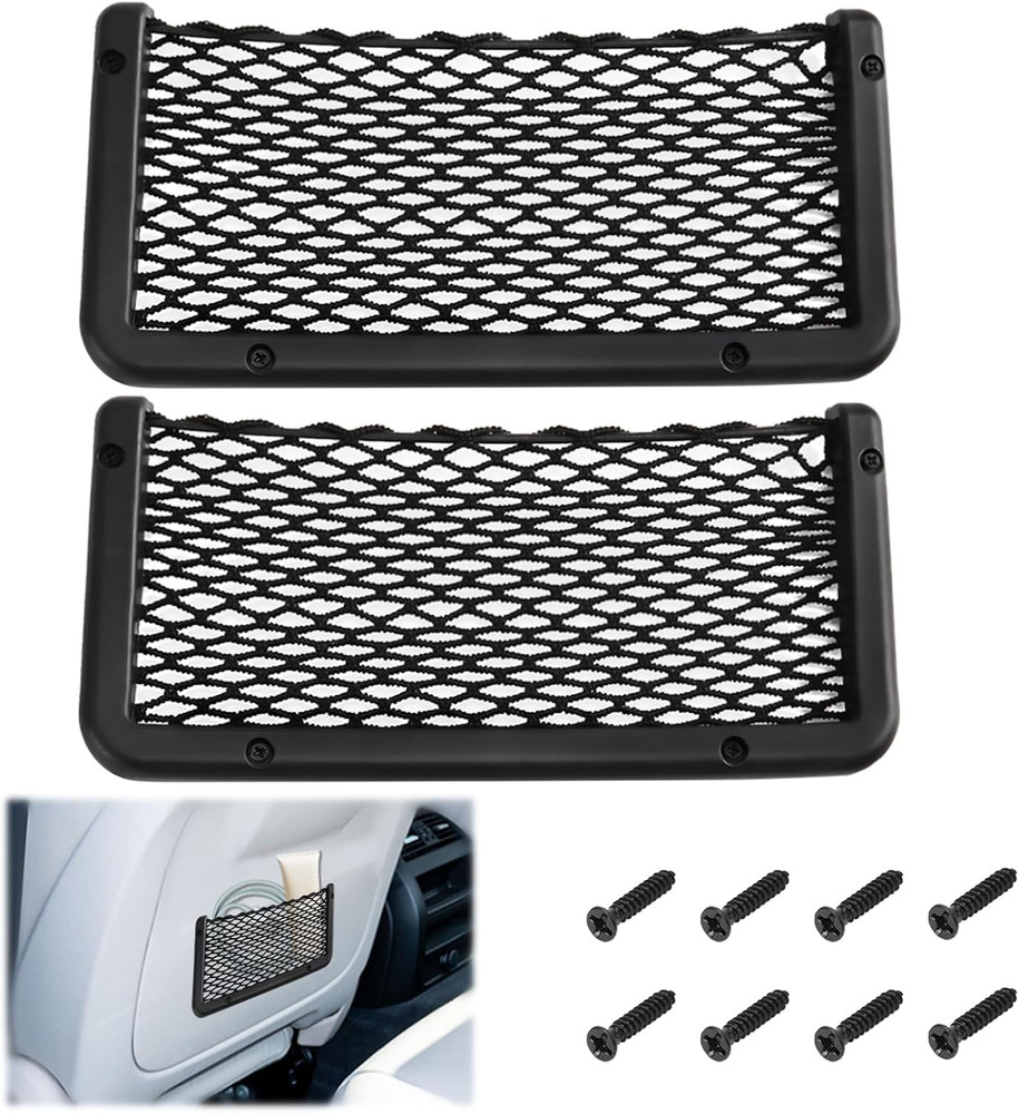2PCS Car Cargo Net Pockets ABS Plastic Mesh Storage for Auto RV Boat Camper