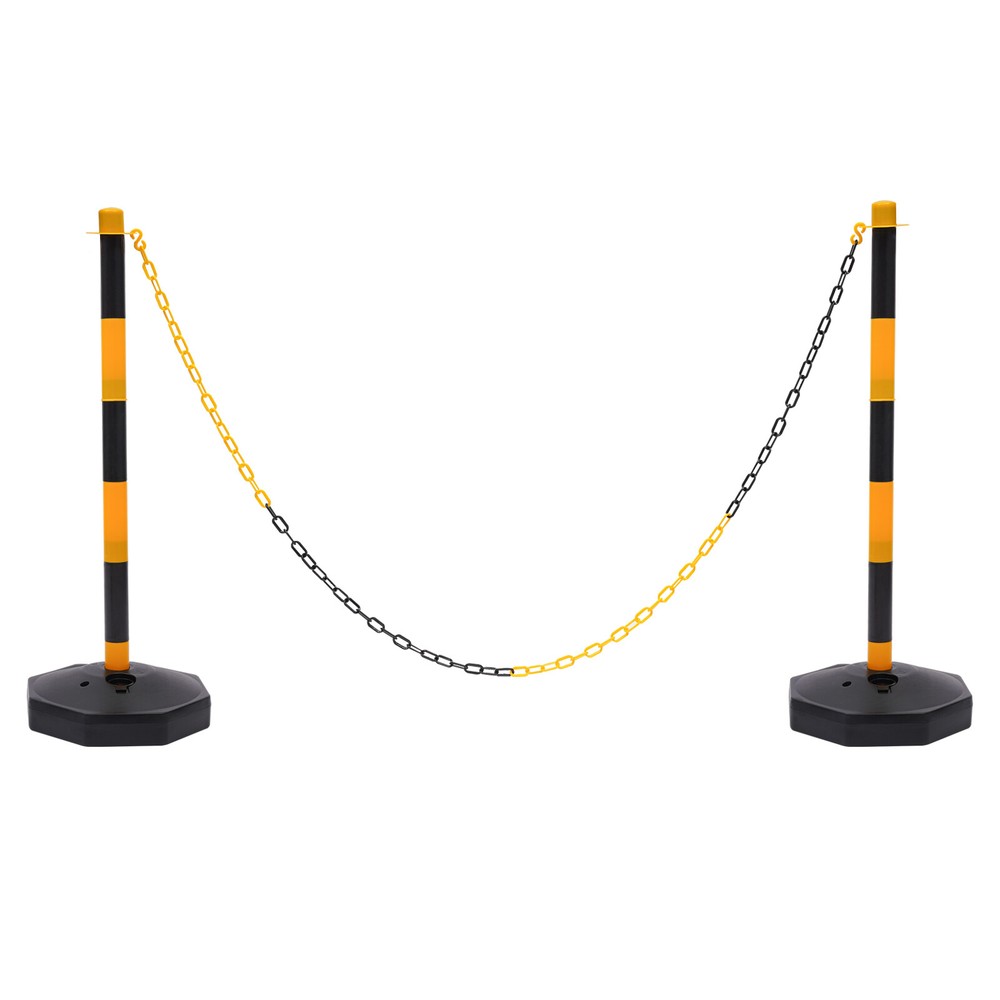 Portable 6pcs Parking Pole 33.5" Adjustable Delineator Post With Chains US ship