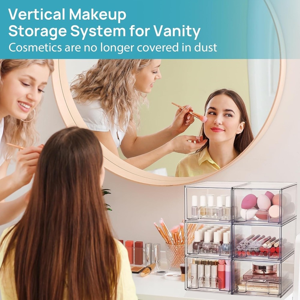 Vtopmart 4 Pack Small Clear Stackable Storage Drawers Acrylic Bathroom Makeup