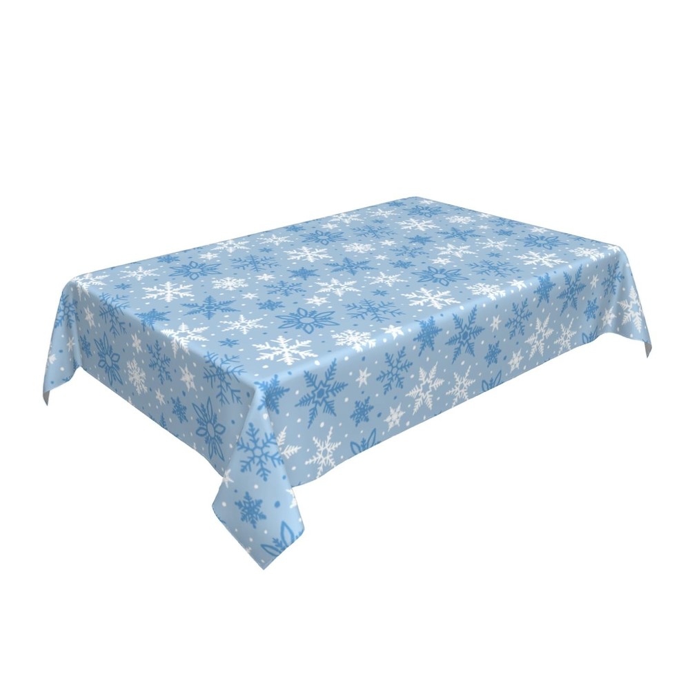 Winter Christmas Rectangular 84" x 60" (Rectangular), Light Blue White