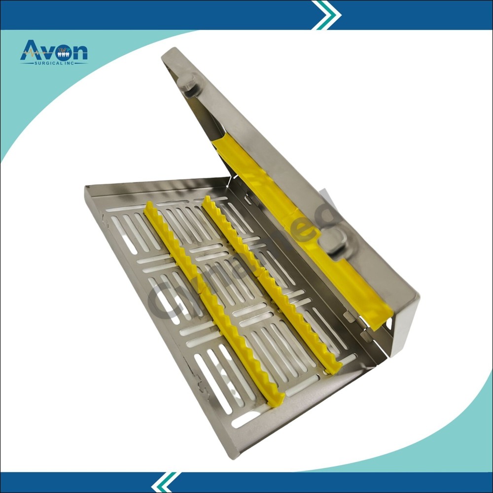 4 Pack - Sterilization Cassette with Double Button & Detachable Lid German Steel