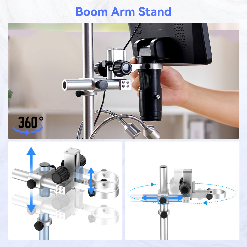 TOMLOV Digital Microscope 2000X 10.1" Screen Coin Microscope 144 LED Workbench