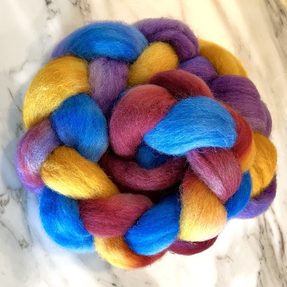 Hand Dyed Wool Roving in Warm Sunset NEW