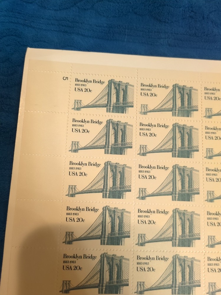 ERROR 1983 Sheet BROOKLYN BRIDGE UNFINISHED BRIDGE Short Transfer MNH