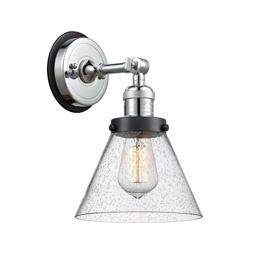 Innovations FR Cone 1 Light Sconce, CH/Seed - 203PC-BPBK-HRBK-G44