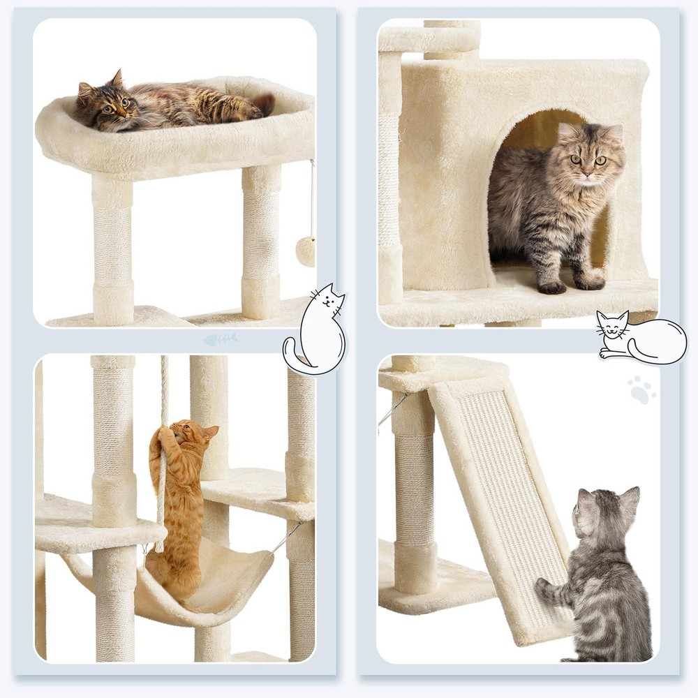 Yaheetech 63 in Cat Tree Tower Multi-Level Scratching Posts Hammock
