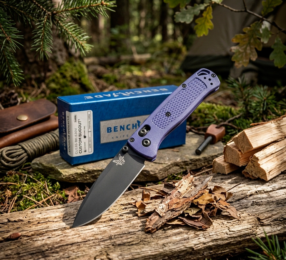 Benchmade Bugout Blue Grivory Handle 535-Custom Folding Knife S30V