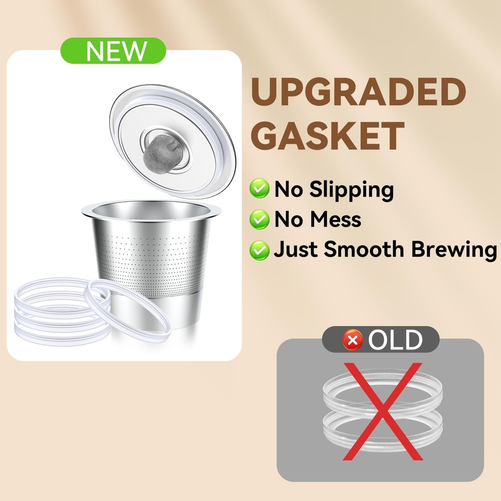 CAPMESSO 20 Pack Rubber Gasket for Reusable K Cups 20 Gaskets, White