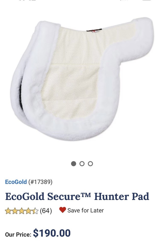 Ecogold Secure Hunter Saddle Pad Size Large