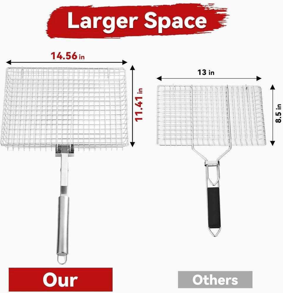 Extra Large Grill Basket w/ Detachable Handle