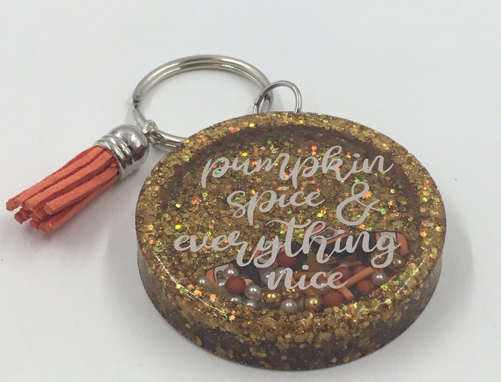 Fall Lucite Keychain Pumpkin Spice & Everything Nice Decorations Inside