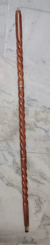 3 Fold Vintage Brass Wood Walking Stick