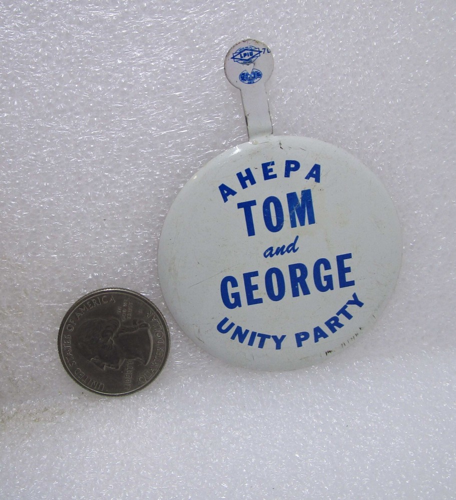 AHEPA Tom And George Unity Party Tab Button Pin