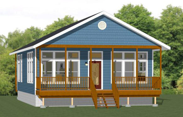 28x36 House -- 2 Bedroom 2 Bath -- 1,008 sq ft -- PDF Floor Plan -- Model 3D