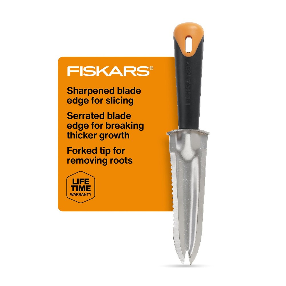 Fiskars Steel Garden Knife, Multi-Purpose Weed Puller Gardening Tool for Plan
