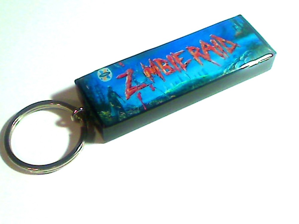 Zombie Raid Arcade Marquee Coin Door accessory Keychain