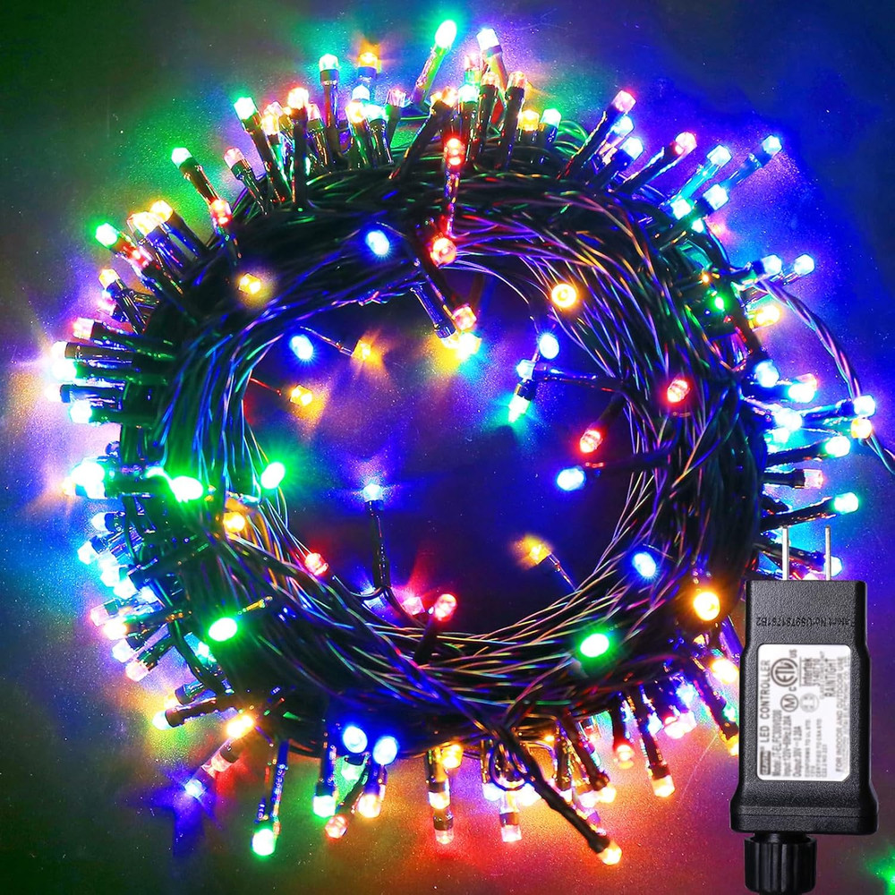 Multicolor Christmas String Lights 100 LED, 8 Modes, Timer, Extendable, Indoor/O