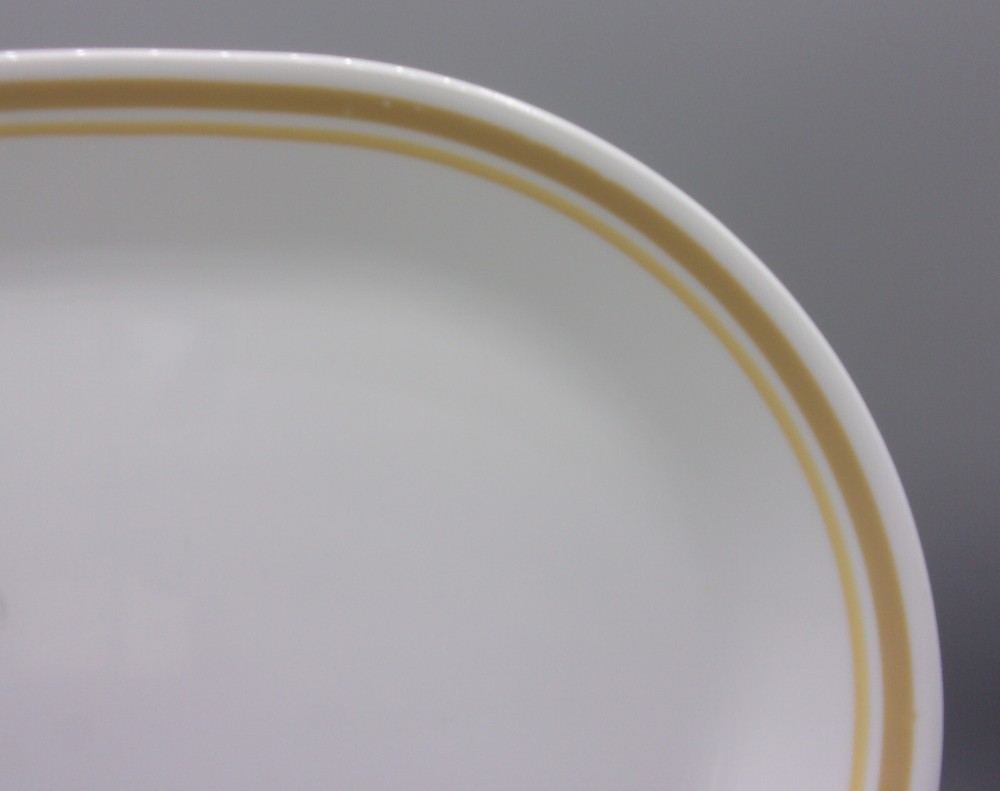 Corelle 12" Almond Oval Serving Platter- Brown Tan Stripes