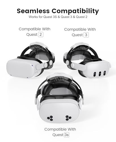 Adjustable VR Head Strap for Meta Quest 3/Quest 2 - Enhanced Support, Pressure R