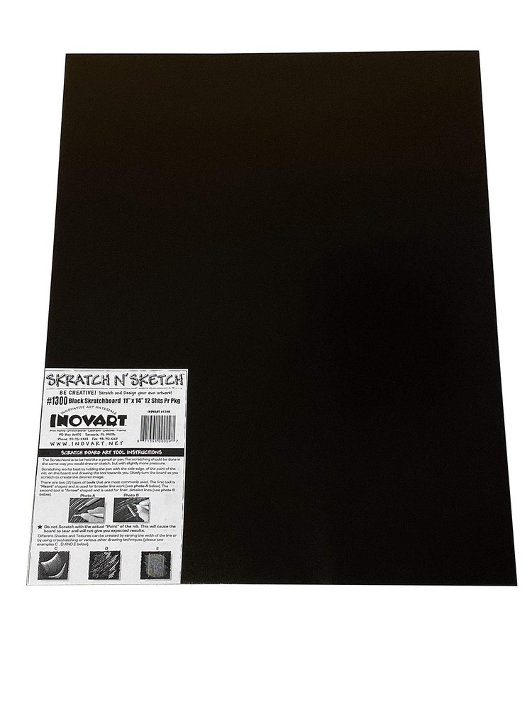 Black Scratchboard 11" x 14" 12 Sheets
