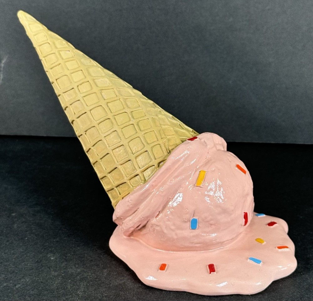 Faux Melting Ice Cream Cone Figurine