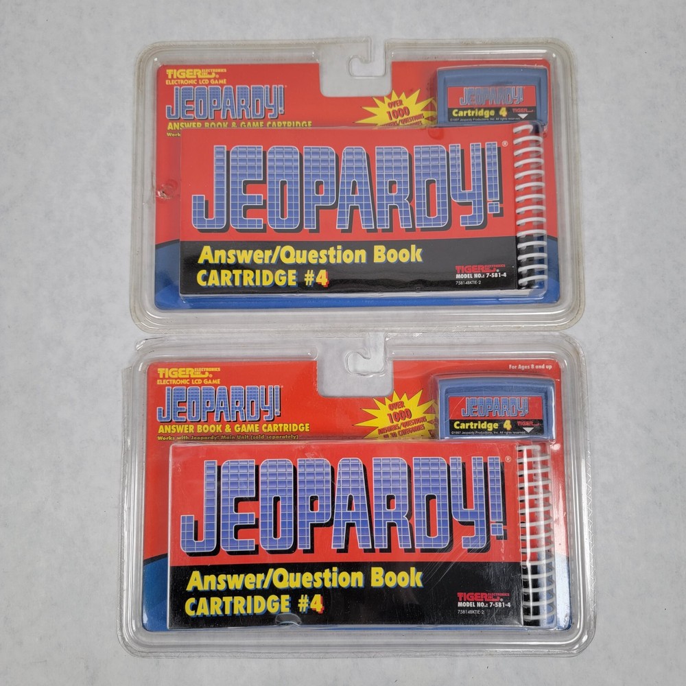 2x Jeopardy Handheld Game Cartridge 4 Answer Question Book Tiger Electronics