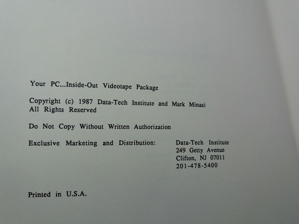 Data-Tech Your PC Inside-Out Retro Vintage Package VHS 5.25 1987 Disk Manual