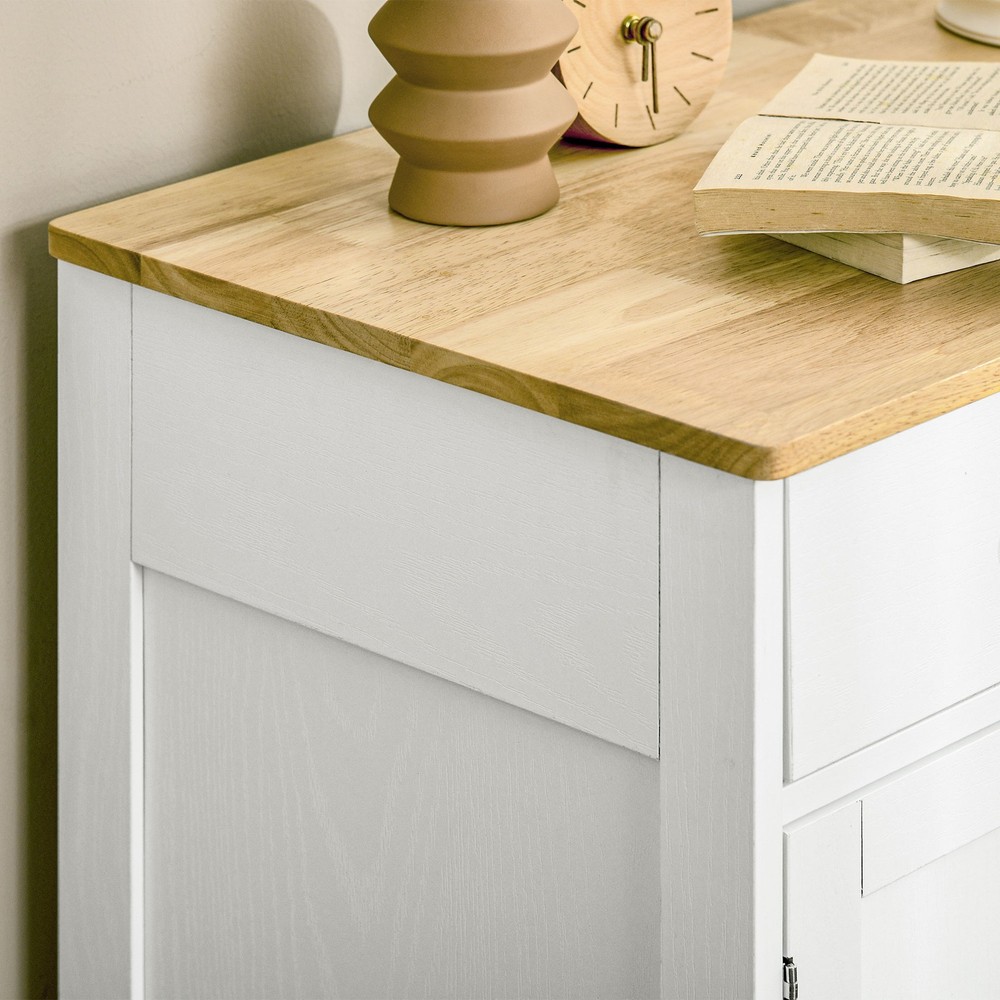 HOMCOM Sideboard with Solid Wood Countertop, Modern Kitchen Storage Cabinet, C