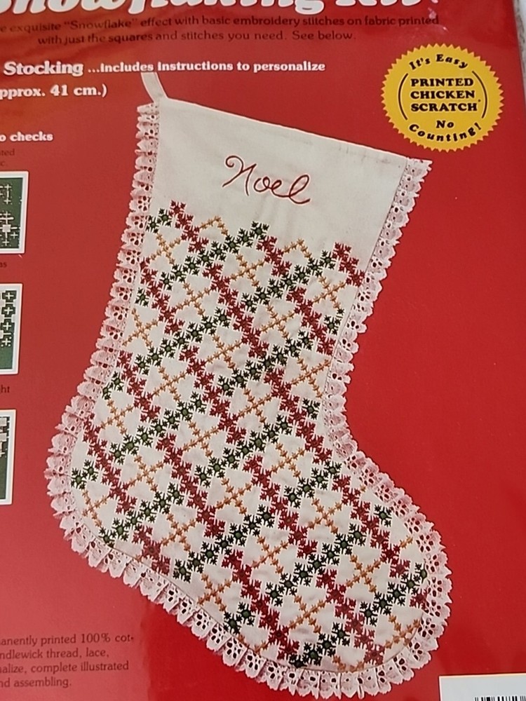 Snow Flaking Stocking Kit Basic Embroidery 1984 Pesonalized Instruction