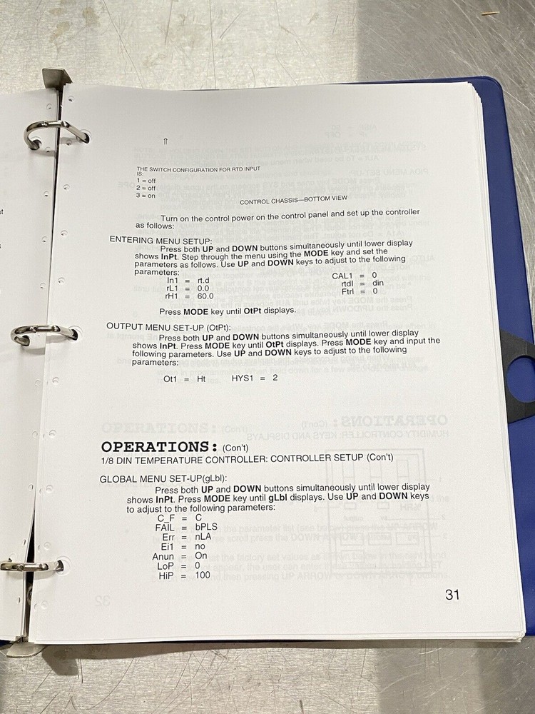 Lab-line Environmental Chambers 700 Series - Users Guide /Instruction Manual