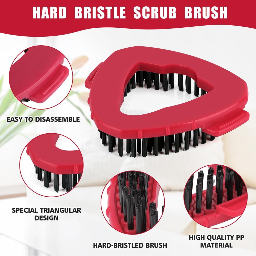 Hard Bristle Spin Mop Heads, Compatible, 2 Pack, Red
