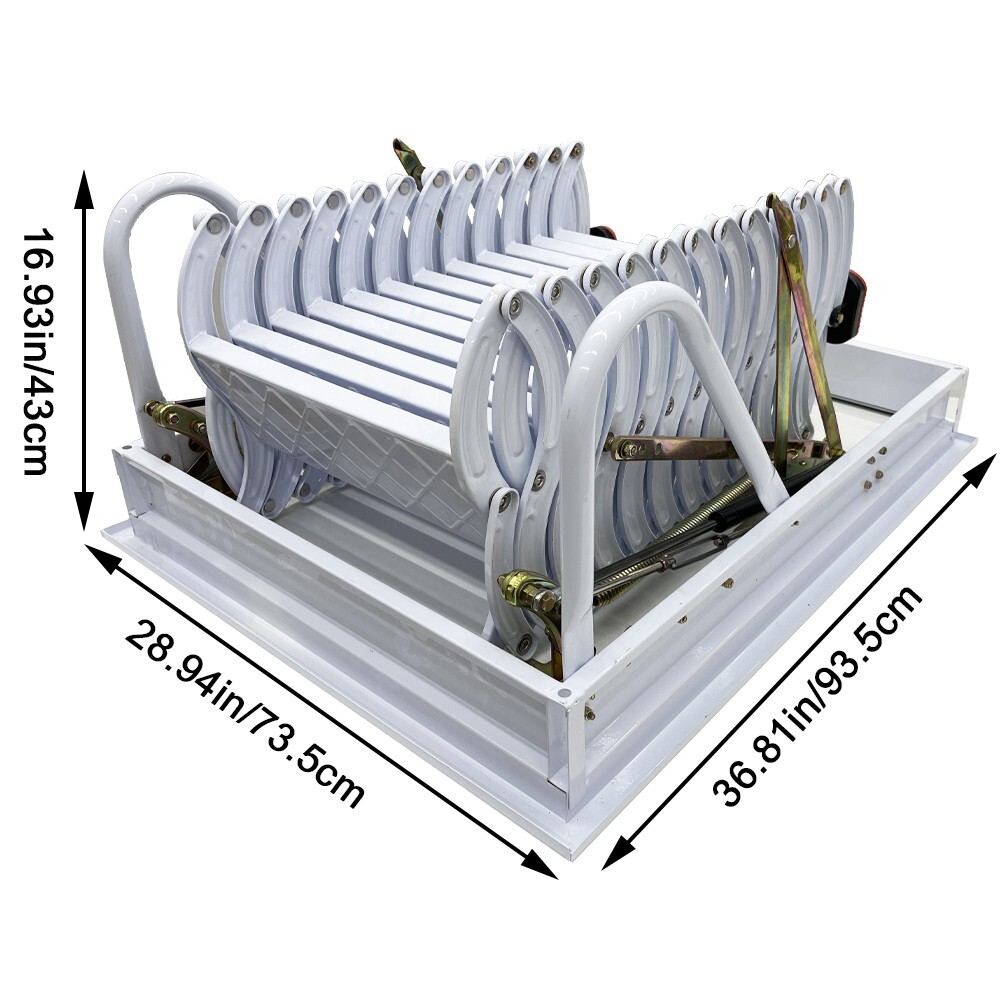 Ceiling Folding Stairs 9.84ft Pull Down Telescoping Attic Stairs 27.56''x35.43''