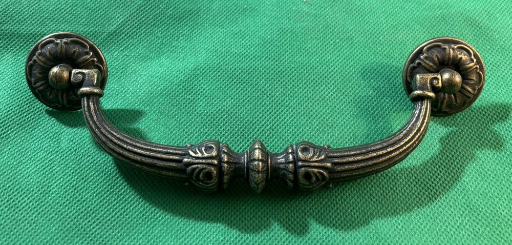 Brass Mid Century Modern MCM French Provincial Bail Drawer Pull 6” centers