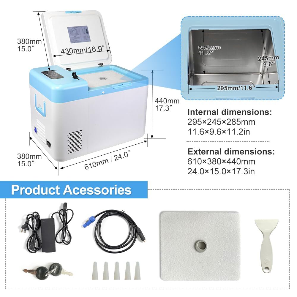 20L-80L Portable Ultra Low Temperature Freezer -86℃ for Lab Sample Storage