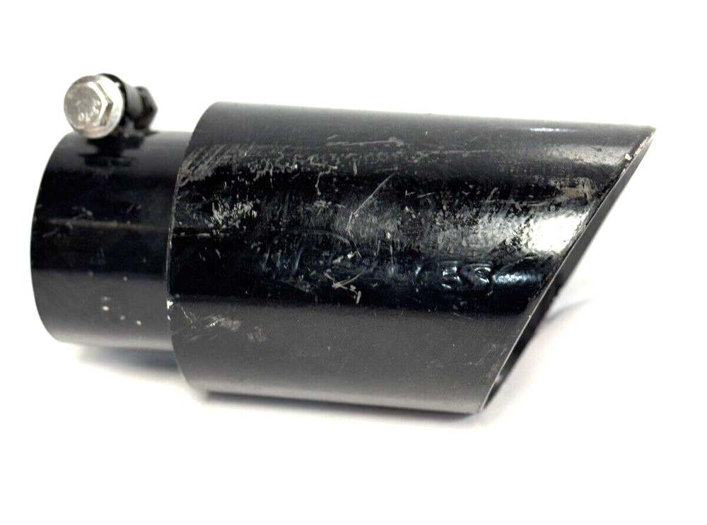 Black Rolled Edge Angle Cut Exhaust Tip 3" Inlet 4" Outlet 6"  SCUFFS