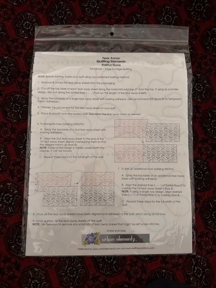 Sten Source Quilting Creations Printed Tear Away Quilting Paper 4/Pkg-Scribbles-