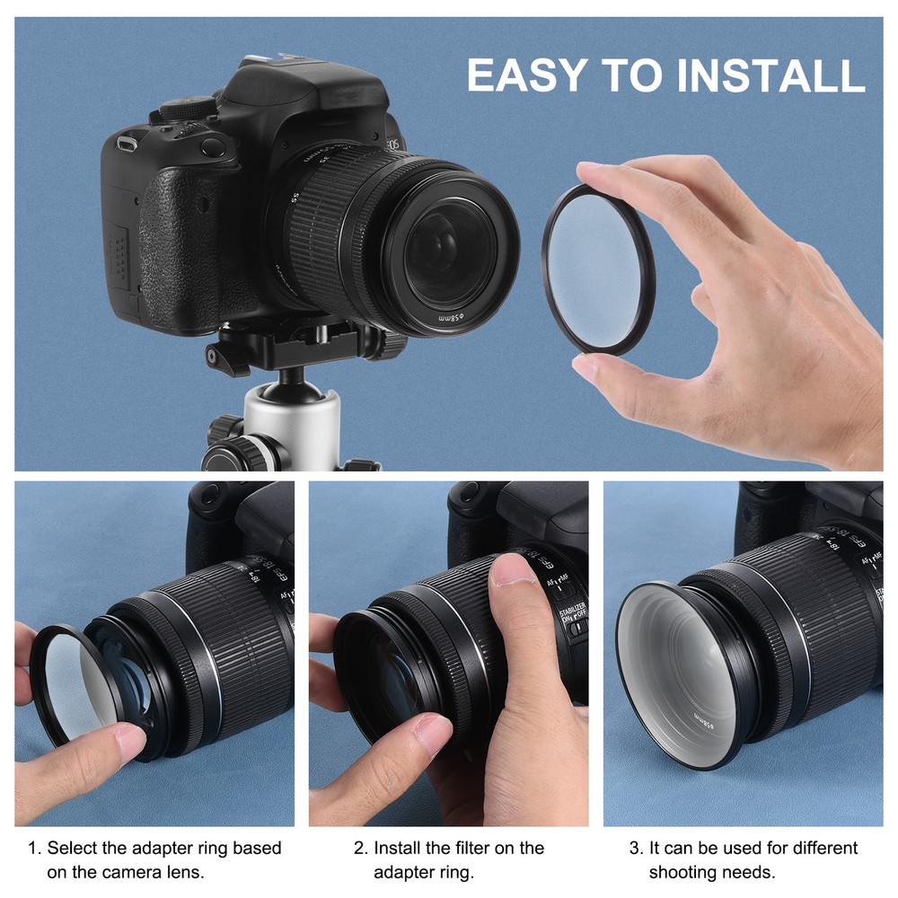 13 x Metal Step Up Ring Camera Lens Filter Adapter Aluminum Black