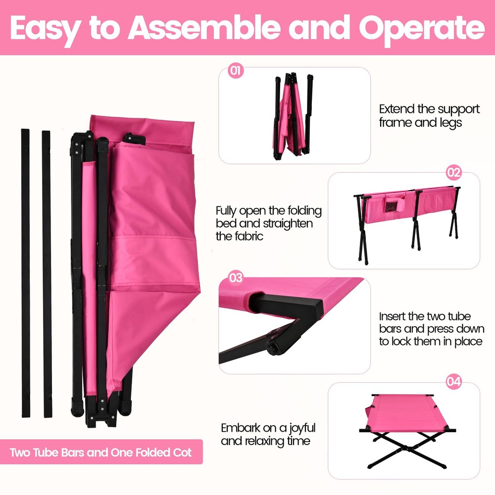 Portable Camping Cot for Adults, 300lbs Heavy Duty Folding Bed with 60s Quick...